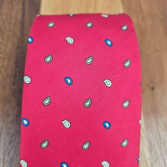 Yves Saint Laurent YSL Tie Red Blue Mini Paisley Print 100% Silk USA Made Gift - Picture 5 of 12
